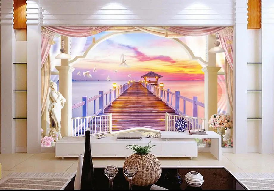 

luxury wallpaper customize 3d photo mural wallpaper Warm sea sunset home decor living room wallpaper kitchen
