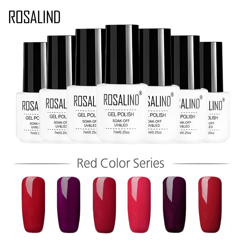 

ROSALIND Gel 1S 7ML Red Color Nail Gel Polish Long Lasting Nail Art Beauty for nails Soak-Off UV LED Polish gel Varnishes