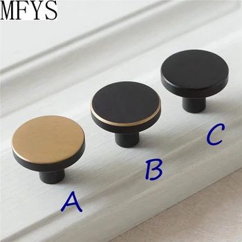

Vintage Style Black Brass Knob Cabinet Door Knob Handle Pull Retro Round Drawer Knobs Pulls Handles Dresser Knob
