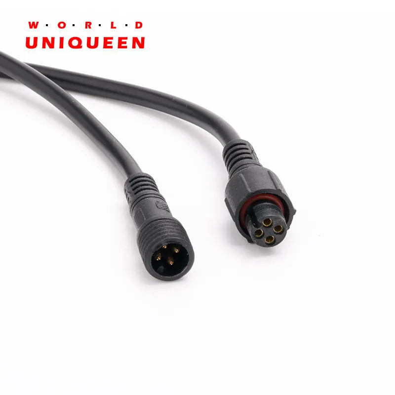 

0.3 mm2 0.5 mm2 black color 4 pin waterprood cable connector IP66, 10 pairs male & female, 22 AWG, 20AWG