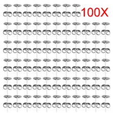 

100pcs/lot 6mm Silver Plated Round Flat Pad Studs Earrings Posts Butterfly Scroll Back Stoppers Jewelry DIY Findings Accessories