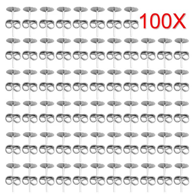 100 pz/lotto 6mm Argento Placcato Intorno Appartamento Pad Orecchini Delle Viti 100 pz/lotto 6mm Argento Placcato Intorno Appartamento Pad Orecchini Delle Viti