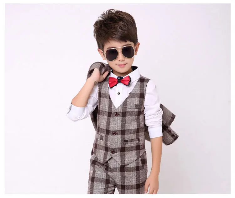 Костюм джентльменский клетчатый из блейзера рубашки и брюк|boys plaid blazer|suits for boys