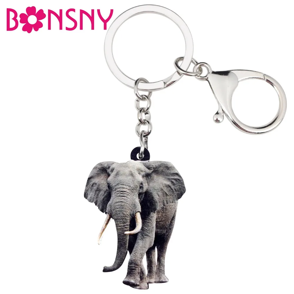 

Bonsny Acrylic African Jungle Elephant Key Chains Keychain Rings Jewelry For Women Girls Ladies Handbag Car Charms Accessories