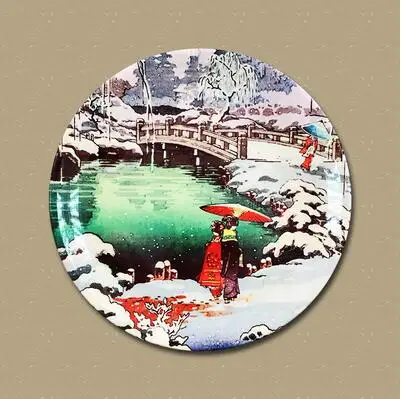 Подвесная керамическая декоративная тарелка в японском и корейском стиле, украшения для дома, мягкие украшения - Цвет: 12