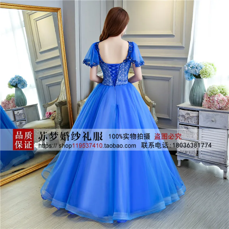 Vestidos De Quinceaneras синие платья с v-образным вырезом для пышных принцесс милое 16 бальное платье с открытой спиной, Тюлевое платье с рукавом-крылышком, большие размеры