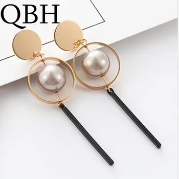 

EK986 New Earings Fashion Jewelry Vintage Hollow Circular Sequined Pearls Long Drop Earrings Boucle D'oreille Femme Pendante