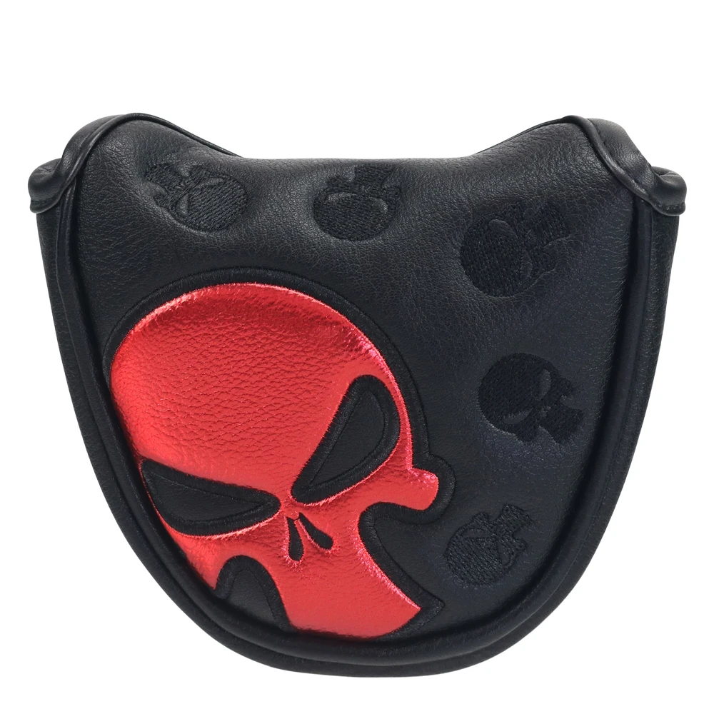

Craftsman Golf Putter Cover Red Skull Magnetic Mallet HeadCover Cover Half Mallet Headcover Free Shipping