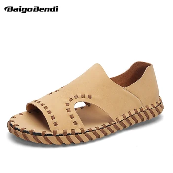 

US Size Fisherman Soft Summer Sandals Man Breathable Slip On Sandals Casual Slides Men's Rome Style Beach Shoes