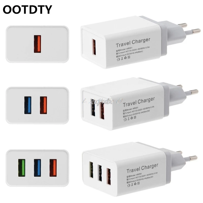 OOTDTY 1 2 3 USB ميناء 5 V 2.4A السفر شاحن محول الطاقة الاتحاد الأوروبي التوصيل ل هاتف لوحي PC