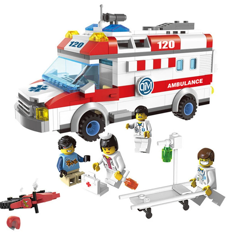 

2019 City Ambulance Car Figure Blocks Educational Construction Building DIY Bricks Toys For Children Compatible Legoings Gifts