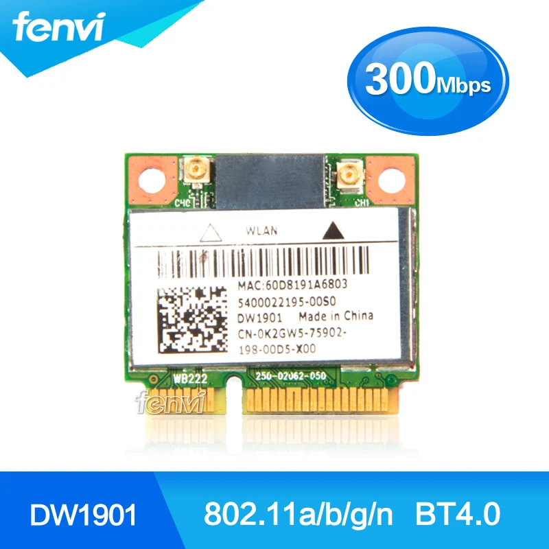 Atheros DW1901 802.1a/b/g/n 300M Wireless Bluetooth Mini PCI E Card