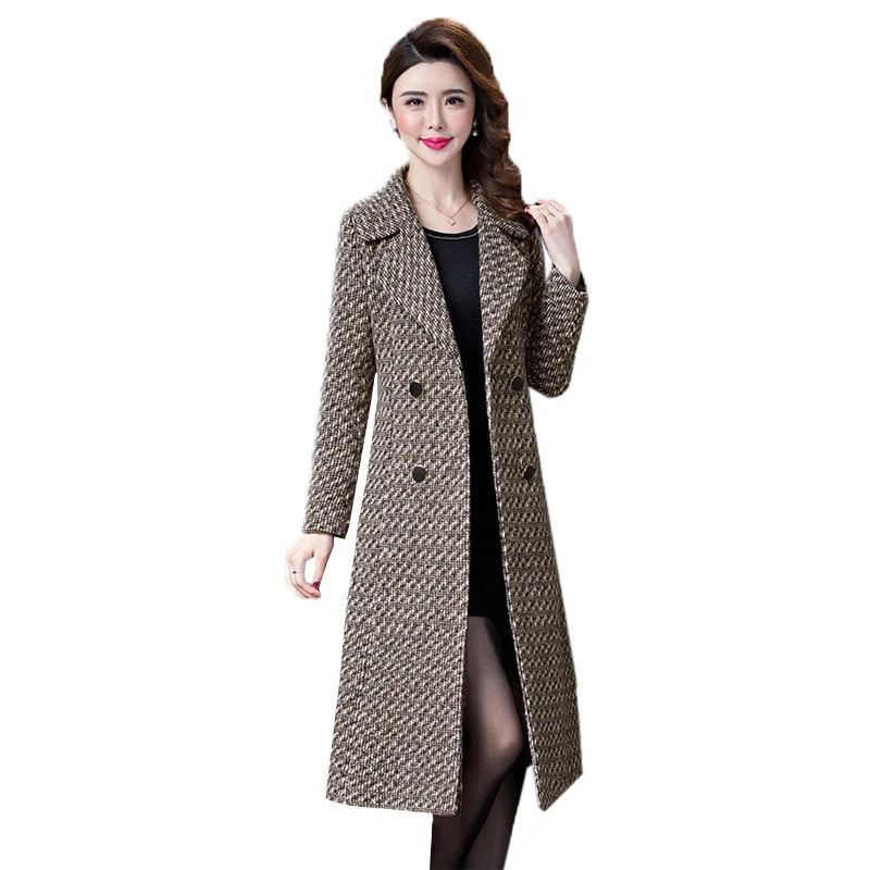 Femelle Fc57 Taille Automne Femmes À Grande Treillis De Laine Hiver Color Photo Veste Boutonnage Épais Survêtement Longue Manteau Double Nouvelle 2019 qA7wqUa1