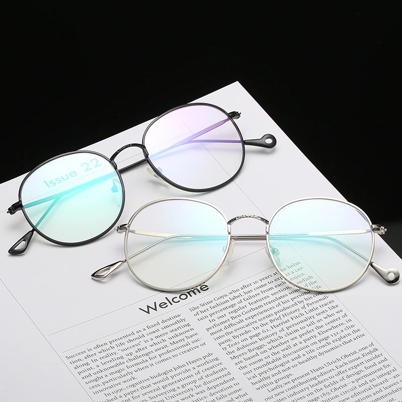 

Women's Spectacle Frame literary metal retro round glass for women Lightweight rimmed mirror can be equipped with myopia glasses