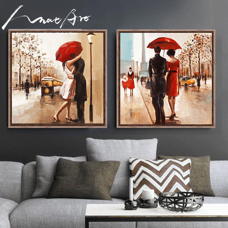 Us 6 5 Wedding Decoration Couples Umbrella Love Street Painting Home Decor Wall Art Canvas Prints Bar Cafe Bedroom Living Room In Painting