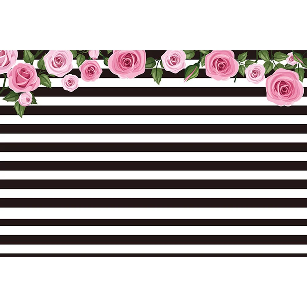 BlackandWhiteStripedBackdropforPhotographyDigitalPrintedPink