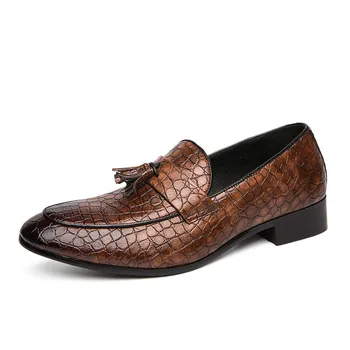

2019 Men's Loafers Brand PU Leather Fashion Business Dress Pointy Black Oxford Shoes Breathable Formal Wedding Shoes K4-42