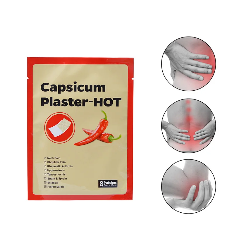 

Health Care Pain Chinese Medical Hot Capsicum Plaster for Joints Pain Relieving Porous Chilli Patch 8pcs/bag