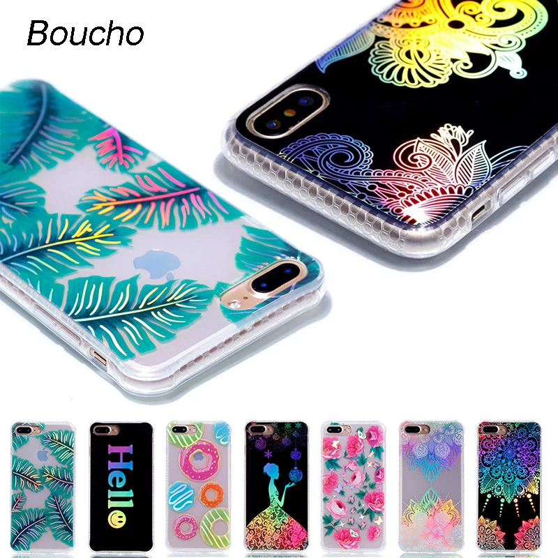 Boucho Мягкие TPU Чехол для iPhone 5 5S SE 6 6S плюс Красочный цветочный узор задняя крышка 7 8
