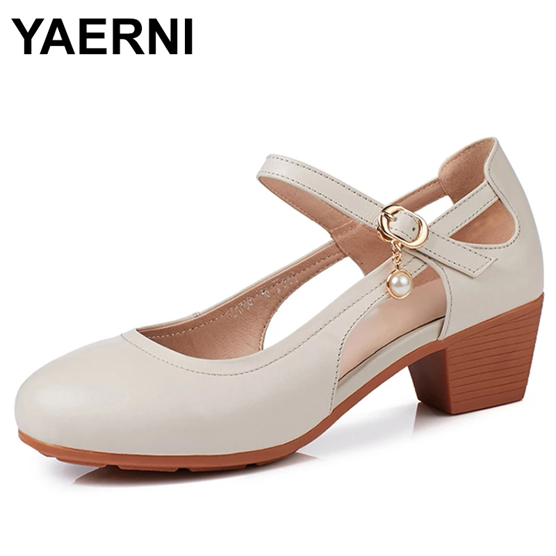 

YAERNI 2018 new summer genuine leather women's sandals hollow Rome shoes soft nurse Single shoes fashion brand shoes women E424