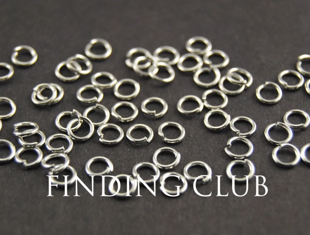 1000 Pcs 6Mm Rhodium Plated Open Jumprings Jump Ring Diy Metal Bracelet Necklace Jewelry Jewelry Components
