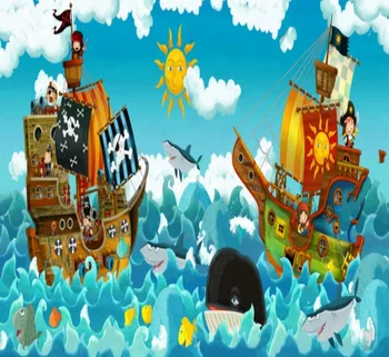 

pirate ship sea sun theme scene backdrops Vinyl cloth High quality Computer print wall photography studio background