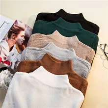 Winter Warm Basic Long Sleeve Lady's Sweater Turtleneck Pullover Knit Sweaters For Women Jumper Pull Femme Green Female Sweaters sweaters modis m182w00296 jumper sweater clothes apparel pullover for female for woman tmallfs