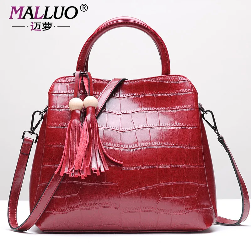 

MALLUO Genuine Leather Women Messenger Bag Big Shoulder Bag Large Capacity Totes Famous Brand Bolsa Feminina Herald Fashion New