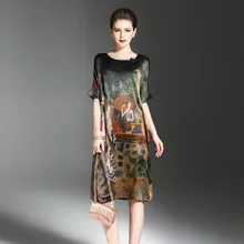 Женское платье, летнее, с принтом, винтажное, для вечеринок, шелковая одежда,, свободного размера плюс, повседневное, Пляжное, Vestidos de Festa