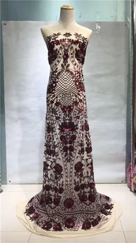 

New fashion French net lace fabric nice lady tulle textile with sequins GN127(5yards/pc) multi color