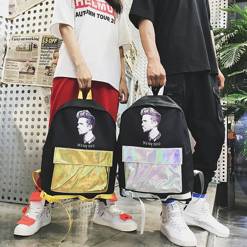 Menghuo Patchwork Women Backpack Laser Holographic Bag Mochila Feminino Silver Multicolor School Bags Leather Daypack Olografico (14)