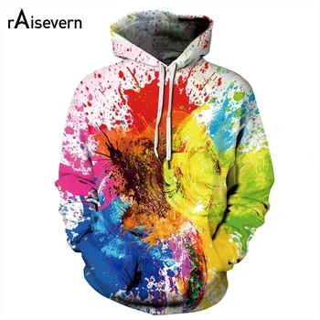 

Raisevern Rainbow Painting Full Print 3D Hoodie Men Women Long Sleeve Sweatshirt Hooded Streetwear Tops Plus Size Hoody Dropship