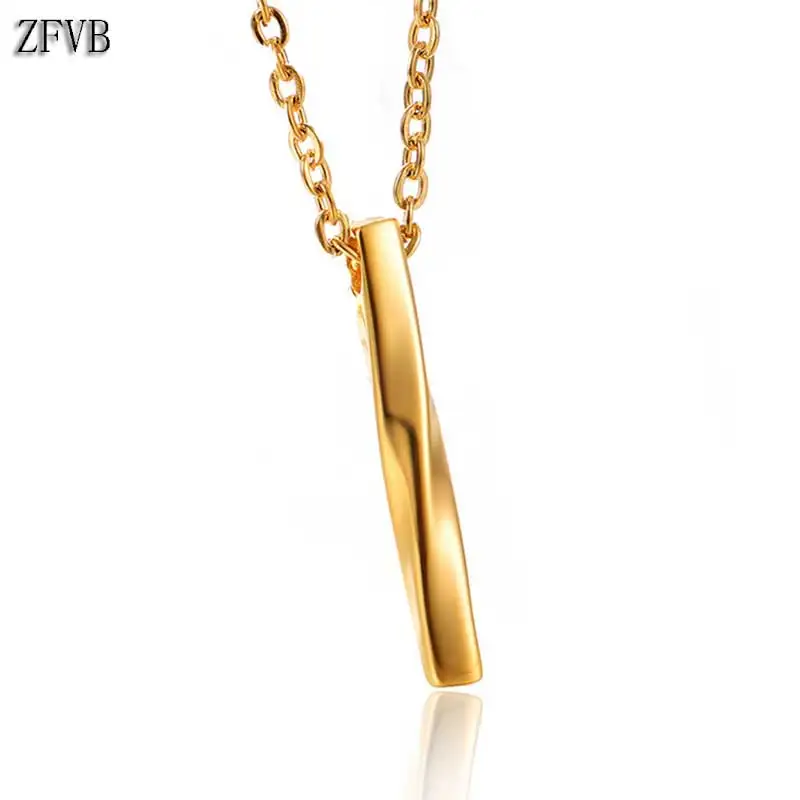

ZFVB Simple Trendy Distortion Necklace for Women Men's Stainless Steel Gold Silver Color Geometric Pendant Necklaces Jewelry