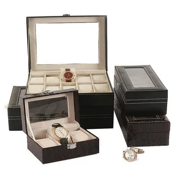

Leather Watch Boxes Storage Organizer Jewelry Display Case Luxury 12 Grid Watch Display Storage Box for Men Wristwatch Holder