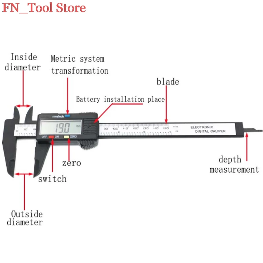 6'inch 150 мм ЖК электронный цифровой карбоновый штангенциркуль микрометр для измерения электронный цифровой штангенциркуль