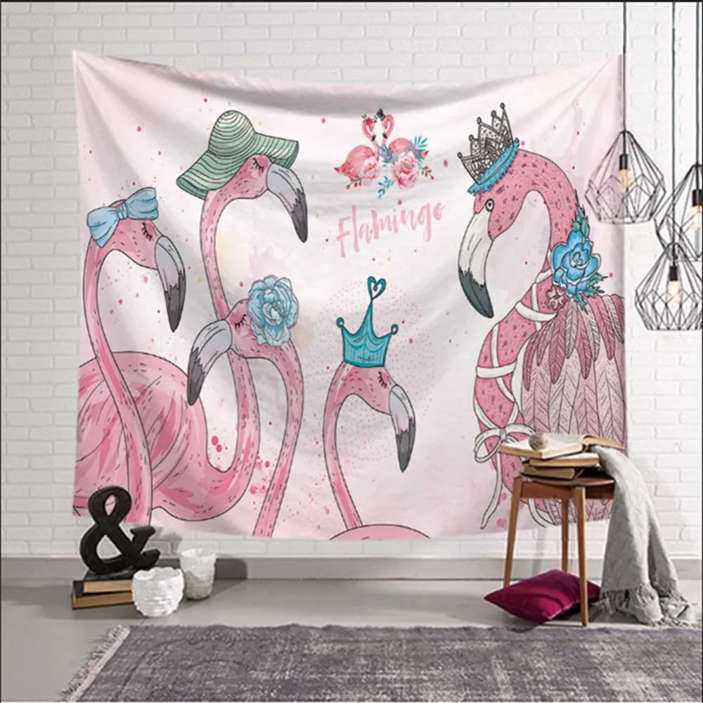 Tropical Leaves Flamingo Pattern Tapestry Art Wall Hanging Decorative Wedding Party Decor Bedspread Beach Towel Yoga Picnic Mat