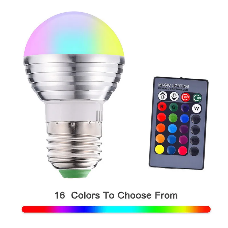5w 3w Rgb E27 Remote Control Smart Light Bulb Colourful Led Lamp Home