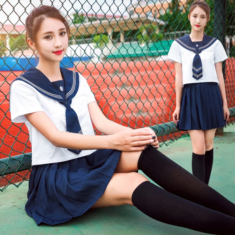 UPHYD New Arrival Japanese Sailor Suits Korea School Girls Costumes Anime Uniform With Tie S 3XL