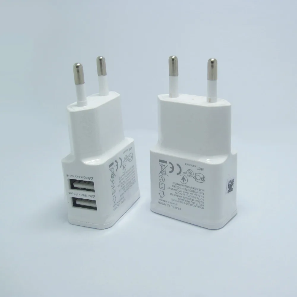 100 шт./лот ЕС Plug 100-240 В 2 Dual USB порты Главная Путешествия стены AC питания зарядное устройство для мобильного телефона адаптер для Samsung Galaxy S3 S4