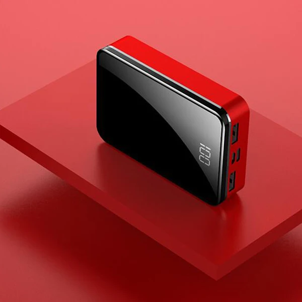 Новое поступление маленький мини банк питания 10000 мАч с зеркальным дисплеем внешнее портативное зарядное устройство повербанк двойной USB для Xiaomi samsung - Цвет: Red