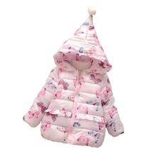Winter Jacket For girls Fashion Butterfly Coat Children Clothes Long-Sleeved Pink Baby Girl Jacket Warm Hooded Girls Outerwaer