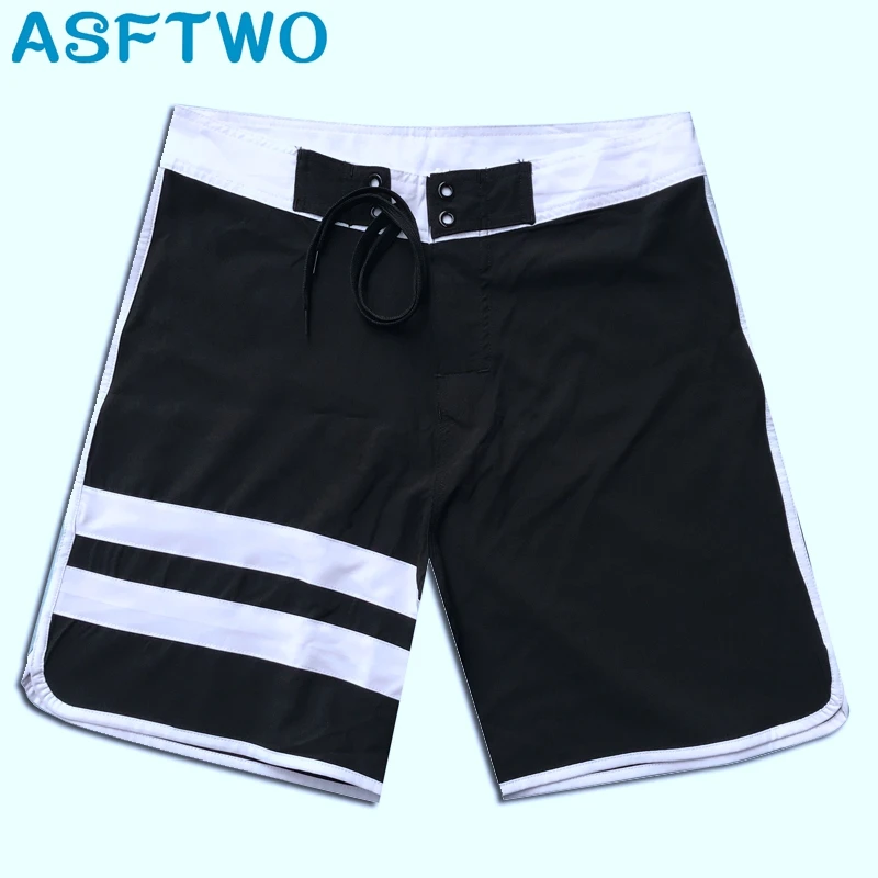 Эластичные тканевые пляжные шорты мужские летние пляжные штаны домашние бермуды ASFTWO быстросохнущие черные шорты для спортзала 30 32 34 36 38