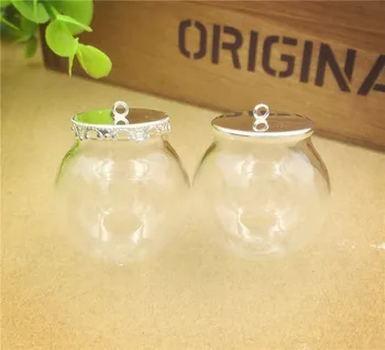 

20sets 30x20mm Glass globe 20mm silver color base glass vial pendant jewelry glass bottle pendant glass dome cover charms