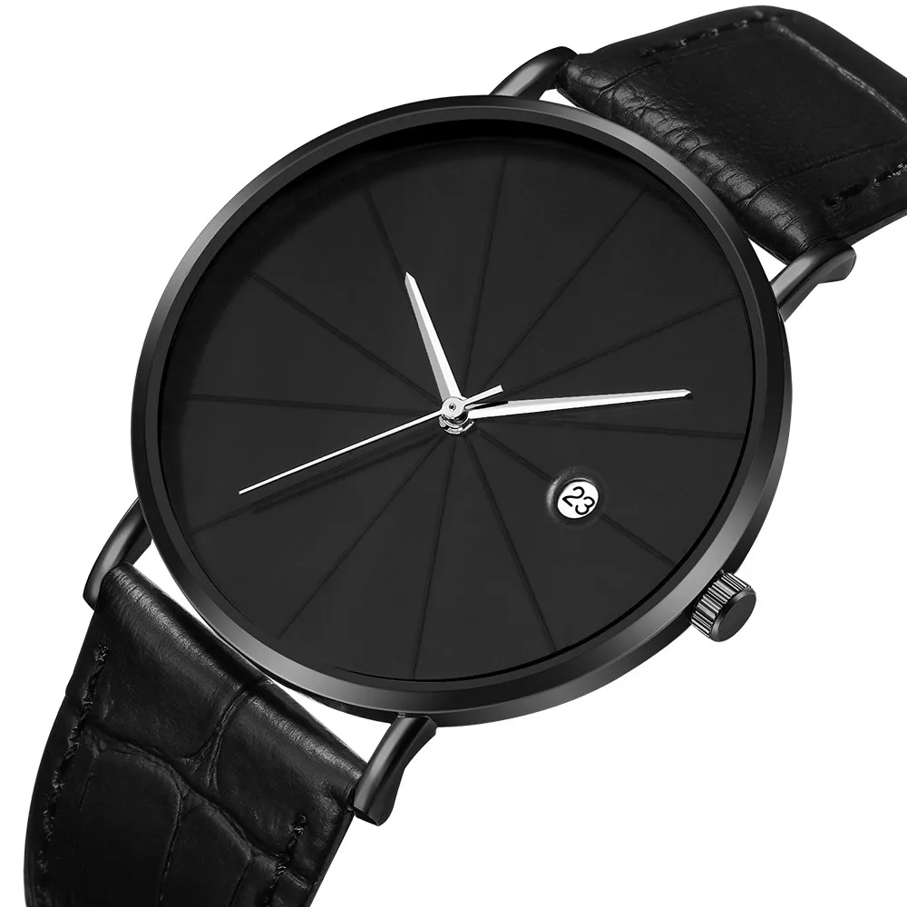 

Geneva Mens Watch Ultra-thin Men Simple Alloy Case Synthetic Leather Analog Quartz Sport Business Watch Relogio Masculino