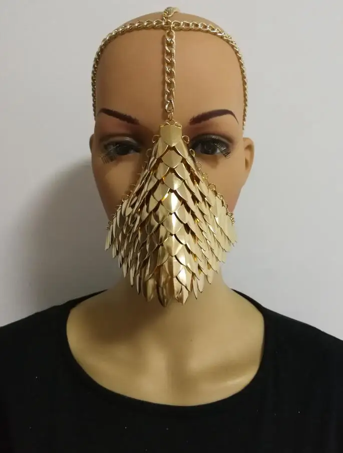 Цена Новый стиль, женские Серебристые цепочки, слои, рыбья чешуя, украшение для лица, уникальный дизайн, маска для лица, цепочки, ювелирные издели...