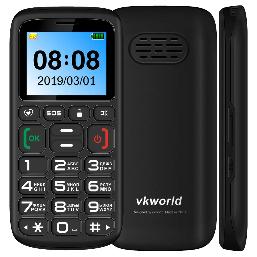 VKworld Z3 мобильный телефон для пожилых людей 1,77 ''1000 mAh английская русская клавиатура смартфон фонарик SOS FM Dual SIM 2G мобильный телефон - Цвет: Черный