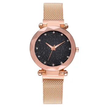 

Luxury Rose Gold Women Watches Minimalism Starry sky Magnet Buckle Fashion Casual Diamond Female Wristwatch relogio feminino