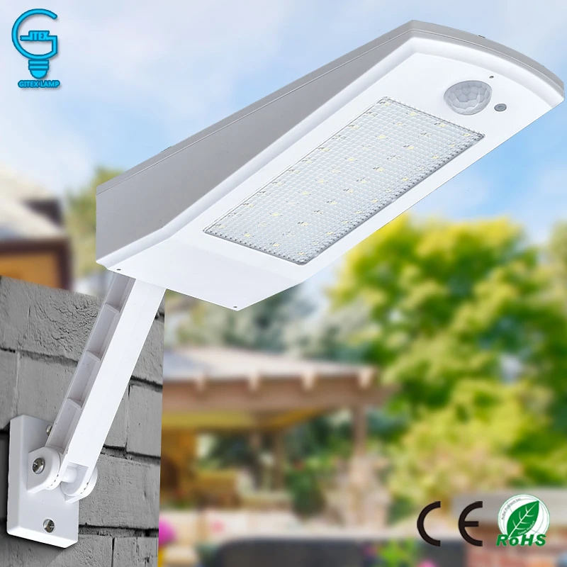 Gitex ao ar Sensor de Movimento Solar para Iluminação do Jardim Luz à Prova Luz de Parede Livre Solar Dauto Água Auto Pir Ajustável Lâmpada 48 Led