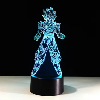 

7 Color Changing Dragon Ball Super Saiyan God Goku 3D Illusion Table Lamp 3D Night Light Boys Children Xmas Gift