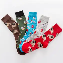 Для мужчин носки Модные Красочные собака Роскошные Смешно счастливая улица Стиль Повседневное Harajuku экипажа осень-зима хлопковые носки Для